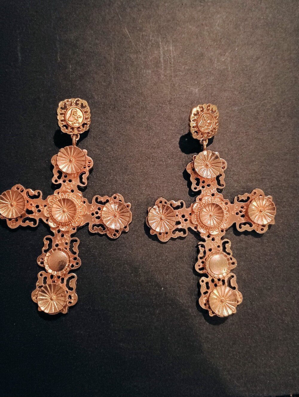 Gold Cross Filigree Drop Earrings - Women Jewelry